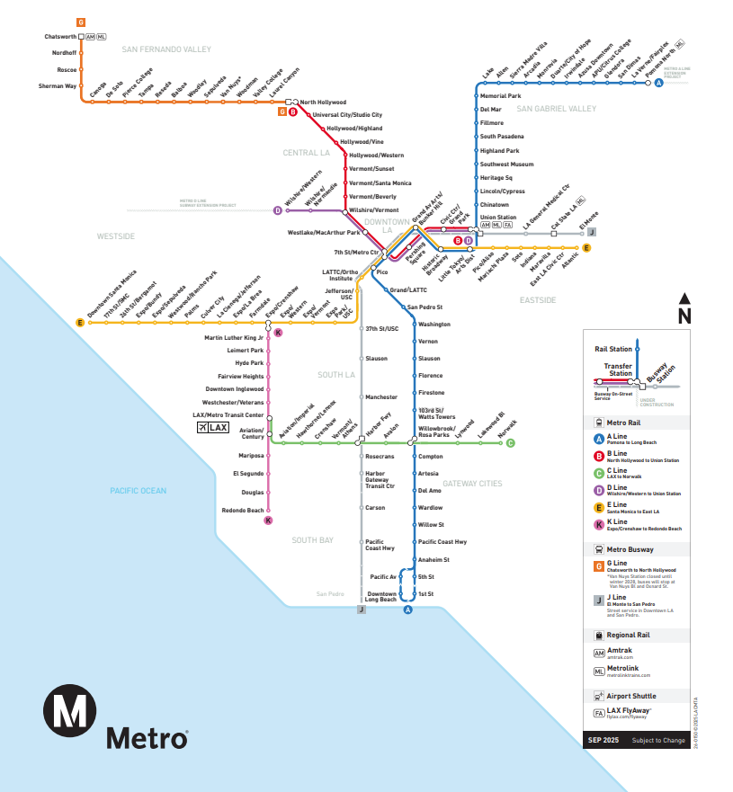 LA洛杉矶地铁，metro